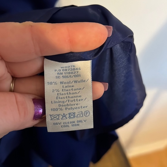 Boden Royale Blue Wool Blend Belted Cap Sleeve Dress - Picture 3 of 3